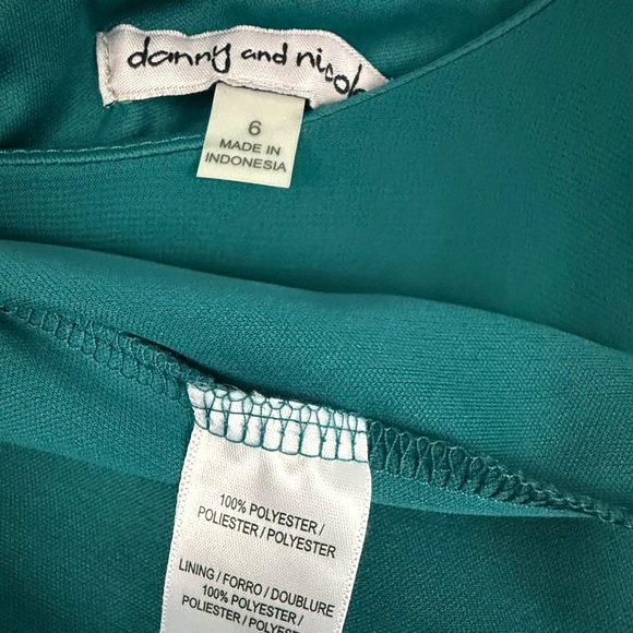 Danny & Nicole Dress Women's Size 6 Teal Midi Dress with Flowy Sleeves Pleated - Picture 6 of 11